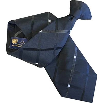 Image of Men&#039;s 100% Silk Black &amp; White Check Clip On Tie