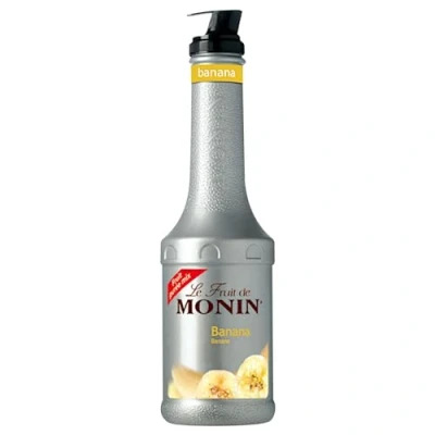 Image of MONIN Banana Fruit Mix Puree 1L for Cocktails and Frappes. Vegan Friendly, Allergen Free, 100% Natural Flavours Colourings. 2 in 1 Sugar Syrup Hybrid