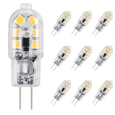 Image of Vicloon G4 LED Light Bulbs, 10Pcs Warm White 2W 12V AC DC 3000K, No Flicker, 360 Beam Angle, Equivalent 15W Halogen Lamps with Frosted Cover