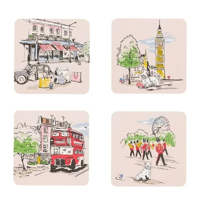 Image of Cath Kidston Billie Goes To Town Set of 4 Cork Backed Coasters