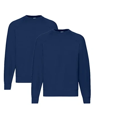 Image of Fruit of the Loom Men&#039;s sweatshirt, 2 x navy + 1 Hl kauf notepad, M