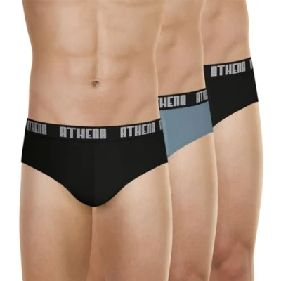 Image of Athéna Men&#039;s BASIC COLOR Underwear, NOIR/GRIS/NOIR,