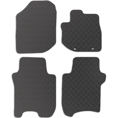Image of Carsio Rubber Car Mats For Honda Jazz 2008 2011 Tailored Fit Floor Mat Set Complete Accessory Black Custom Fitted All Weather &amp; Heavy Duty, Anti Slip Backing with Clips