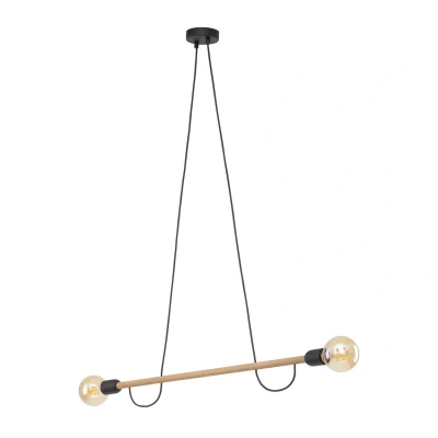 Image of Helix Pendant Ceiling Light Black, Pine 2xE27