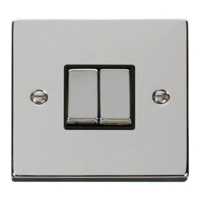 Image of Click Deco Ingot 2 Gang Way Plate Switch Black VPCH412BK