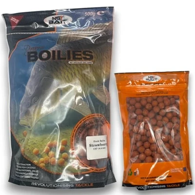 Image of Ngt Dynamic Boilies Carp Coarse Fishing Bait Range All Flavours 15mm 500g (Strawberry)