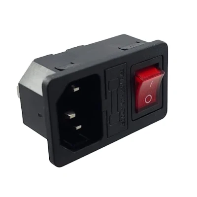 Image of IEC Connector C 14 with Red Switch and Fuse 10A/250V