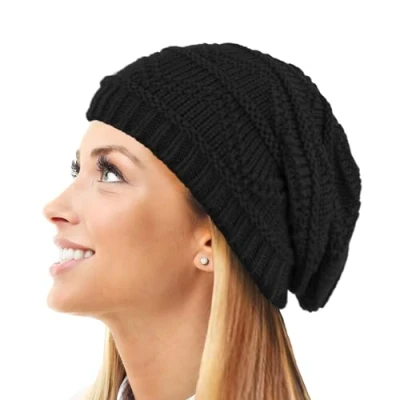 Image of TOSKATOK Ladies Knit Slouch Winter Hat/Beanie Black A