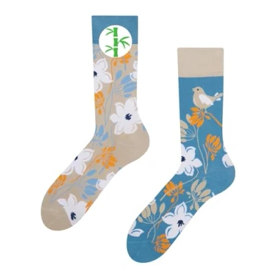Image of Dedoles Unisex Socks for Women, Men &amp; Kids Cotton Funny Designs Football Bicycle Horses Plants Firefighter Gift Mismatched, Design: Blossomed into Nature, Colour: Blue, Size: 3 5 M / 2 4,5 W UK