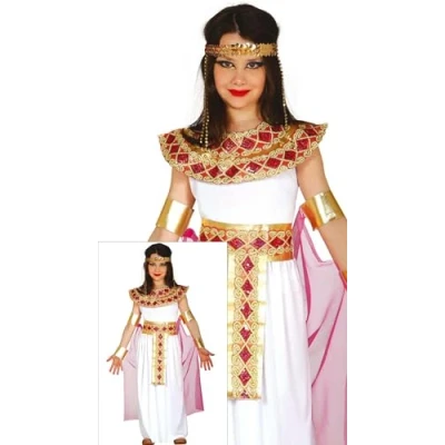 Image of FIESTAS GUIRCA Egyptian Princess Fancy Dress Costume (7 9 Years) Includes Cape, Dress, Belt, and Bracelets Cleopatra, Ancient Egypt Queen For Girls Halloween, Parties, Carnival