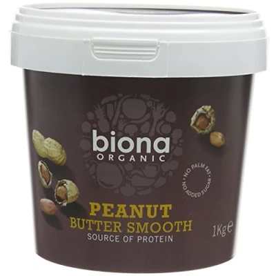 Image of Biona Organic Smooth Peanut Butter 1KG Unsalted &amp; Palm Oil Free Made with Freshly Roasted Nuts Source of Vegan Protein Gluten GMO