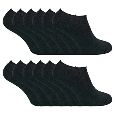 Image of Mens Thermal Low Cut Trainer Socks 12 Pair Multipack Winter Invisible for Men (6 11, Black)