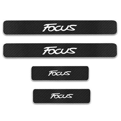 Image of 4Pcs Car Door Sill Protector for Fo rd Focus, Carbon Fiber Scuff Plate Trim Sticker Welcome Pedal Styling Accessories,White