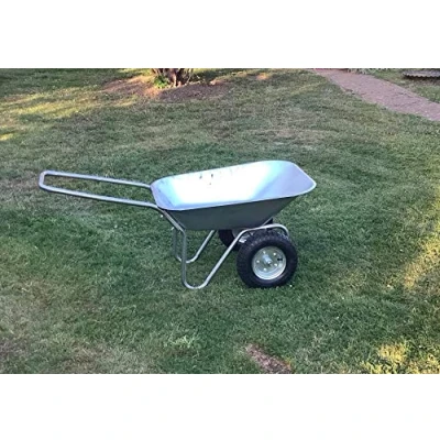 Image of Estate to Garden 2 Wheel 150KG Wheelbarrow Lightweight Cart Transport Galvanised Tray 80L