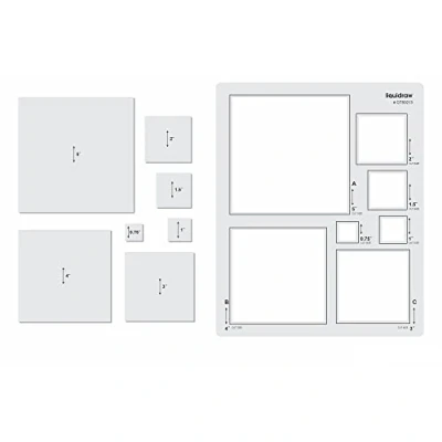 Image of Liquidraw Quilting Templates &amp; Rulers for Patchwork Acrylic Stencils Set Hexagon, Hearts, Square Circle (Square)