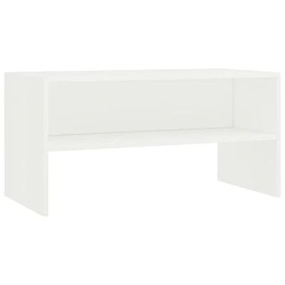 Image of vidaXL Engineered Wood TV Cabinet Modern White Stand with Open Compartment for Living Room and Bedroom