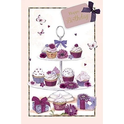 Image of Wishing Well Studios Greetings Card Cupcakes on Stand Birthday
