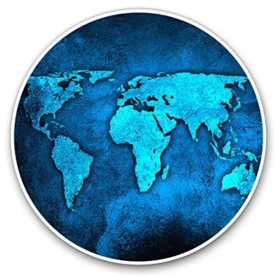 Image of Vinyl Stickers (Set of 2) 10cm World Map Earth Travel Decals for Laptops,Tablets,Luggage,Scrap Booking,Fridges, 3799