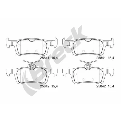 Image of 1610814180, 1647875680, 1647875880 Brake pad set BRECK 25841 00 704 not prepared for wear indicator with accessories PEUGEOT: 308 II Hatchback