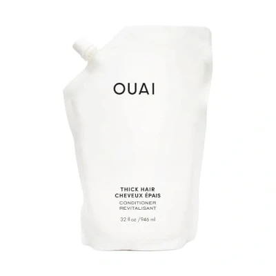 Image of OUAI Thick Hair Conditioner Refill Moisturizing for Dry, Frizzy Keratin, Marshmallow Root, Shea Butter and Avocado Oil Paraben, Phthalate Sulfate Free Care 946ml