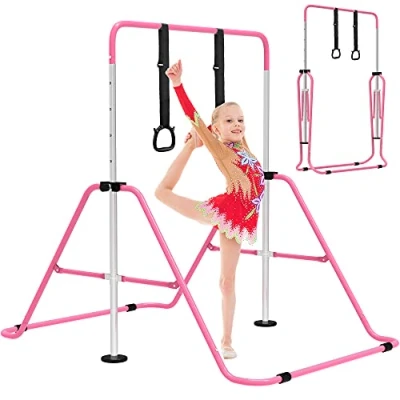 Image of EVERYMILE Gymnastics Bars, Junior Training Kip Bar Equipment for Home,Adjustable Height Folding Horizontal with Gymnastic Rings Kid