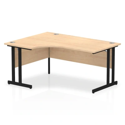 Image of Impulse 1600mm Left Crescent Desk Maple Top Black Cantilever Leg