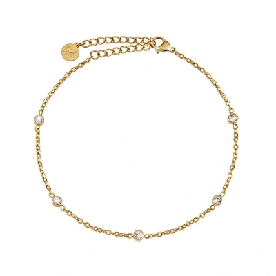 Image of GD GOOD.designs EST. 2015 Zirconia Anklet for ladies waterproof I adjustable (22 27cm) made of stainless steel in 18K gold and silver (Gold)