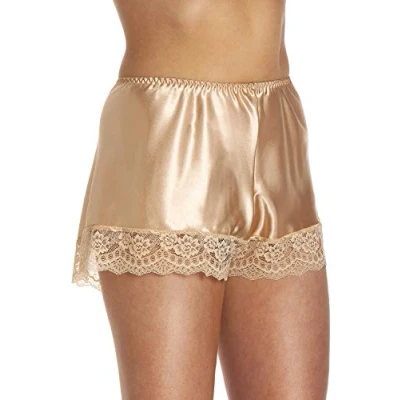 Image of undercover lingerie Womens Satin &amp; Lace Cami French Knickers Pyjamas (French Gold, 22 24)