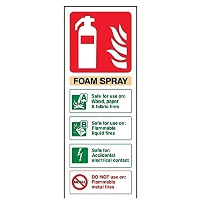 Image of V Safety Foam Spray Id Electrical Safe Fire Extinguisher Sign Portrait 75 mm x 200 Self Adhesive Vinyl