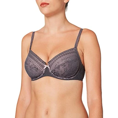 Image of Rosa Faia Women&#039;s Fleur Non Padded Wired Bra, Grey (Anthracite 408), (Size:36D)