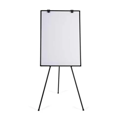 Image of BoardsPlus Flipchart Easel, Black Tripod and Aluminium Frame, Magnetic Whiteboard with Adjustable Height, 70 x 100 180 cm