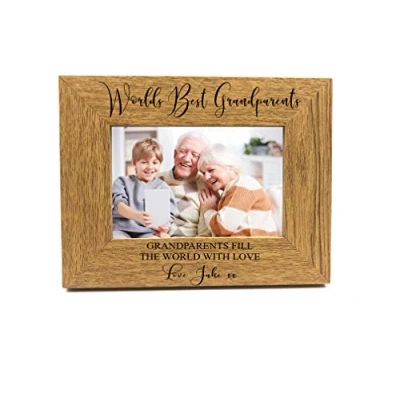 Image of ukgiftstoreonline Personalised Worlds Best Grandparents Gift Wooden finish Photo Frame (4 x 6)