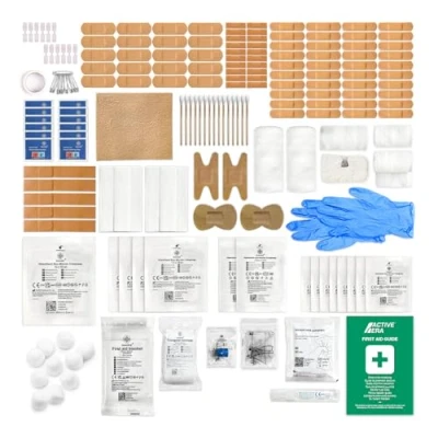 Image of 220 Piece Premium First Aid Kit Bag Includes Eyewash, 2 x Cold (Ice) Packs and Emergency Blanket for Home, Office, Car, Caravan, Workplace, Travel Sports (Green) (Refill, 180 Piece)
