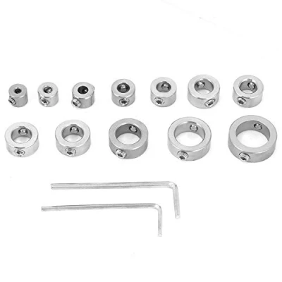Image of Drill Stop Set, Akozon 12pcs 3 16mm Stainless Steel Depth Bit Collar Set Drilling Limit Ring Positioner Locator with Hex Wrenche to Tighten The Stops