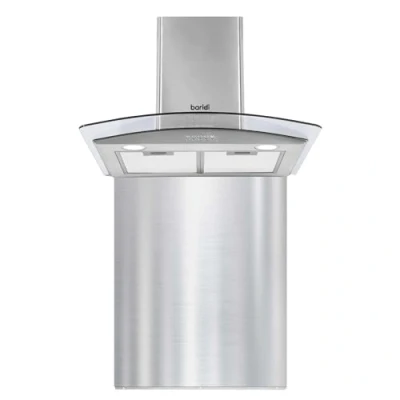 Image of Baridi 60cm Curved Glass Cooker Hood with Carbon Filters, LED Lights &amp; Splashback, Stainless Steel DH208
