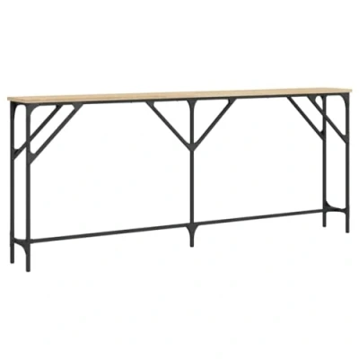 Image of vidaXL Console Table in Sonoma Oak Durable Engineered Wood and Metal Construction with Adjustable Feet for Stability Style