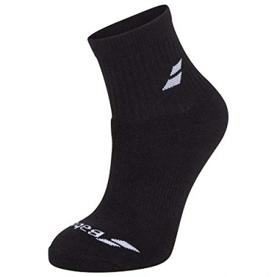 Image of Babolat Quarter 3 Pairs Pack Socks, Unisex Adult, Black/Black, 43/46