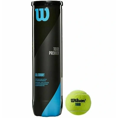 Image of Wilson Tennis Balls, Tour Premier, 4 Pack Can, for All Surfaces, Yellow, WRT119400