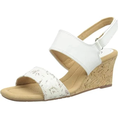 Image of Clarks Women&#039;s Kyarra Faye Sandal, White Leather, 5.5 UK