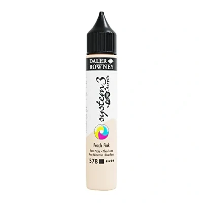 Image of Daler Rowney System3 Acrylic Paint, Plastic Bottle, Fluid, 1oz 29.5 ml, Peach Pink