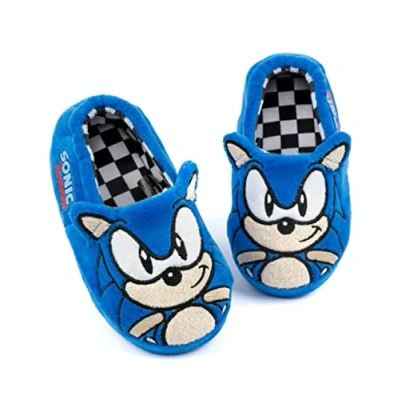Image of SONIC THE HEDGEHOG Slippers For Kids Boys Girls Embroidered Face 3D Ears Pyjamas Shoes Plush Toy House Mules UK Child 11