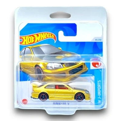 Image of Hot Wheels Honda Civic Si (Gold &amp; Black) 2/10 HW J Imports 2024 45/250 (Short Card) COMES IN A KLAS CAR KEEPER SHORT CARD PROTECTOR CASE HTC41