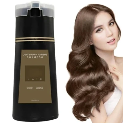 Image of Hair Dye Shampoo Instant for Men &amp; Women,Hair Color Gray Hair,Fast Coloring Natural Dye,Long Lasting Dying Shampoo,for Coverage (Light brown)