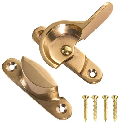 Image of 10x Brass Sash Window Fitch Fasteners &amp; Screws