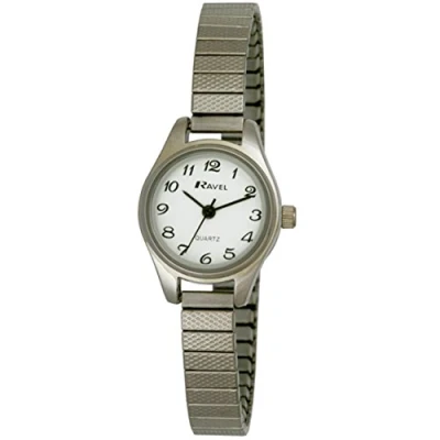 Image of Ravel Women&#039;s Petit Round Watch on Stainless Steel Expandable Bracelet Silver Tone