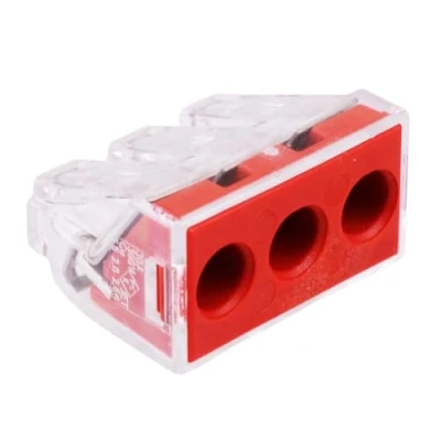 Image of Wago 773 173 Red 3 Way Push Connectors 6mm² 41A 400V Pack of 5