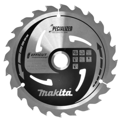 Image of Makita E 12217 EFFICUT Composite Decking Circular Saw Blade Diameter 165 x 1.5 20 mm 24 Teeth 15 Tooth Angle for Natural Fibre Reinforced Plastic e.g. WPC Cordless Hand Saws