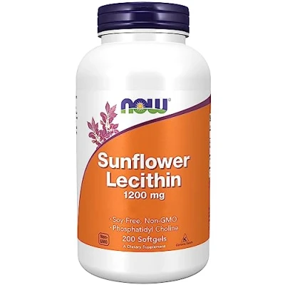 Image of Now Foods, Sunflower Lecithin, 1.200mg, 200 Softgels, Lab Tested, Gluten Free, Soy Free