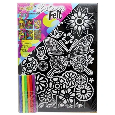 Image of Carousel Toys and Gifts Kreative Kids Colourful Velvet Felt Art Picture Colouring Set For Children Butterfly