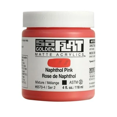 Image of Golden SoFlat Matte Acrylic Paint, 4oz jar, Naphthol Pink (6570 4)